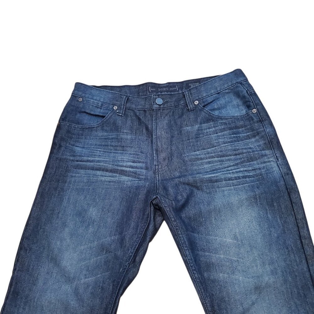 PD&C Mens Distressed Blue Jeans Slim Straight Dark Wash 5-Pocket - Picture 3 of 11